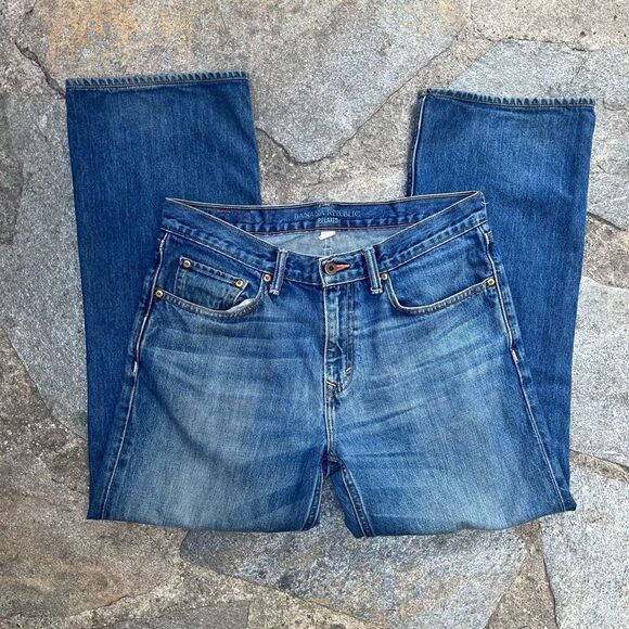 BANANA REPUBLIC RELAXED STRAIGHT LEG JEANS MEDIUM BLUE WASH MENS 31x30 - Picture 5 of 9